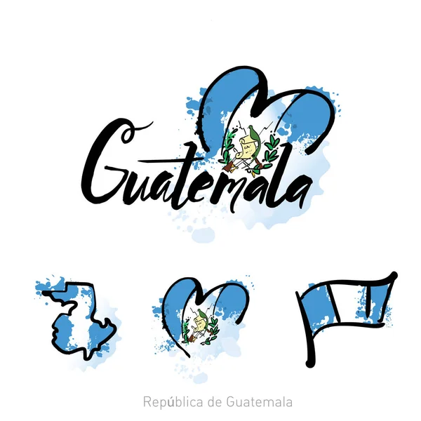 Vítejte v guatemala guatemala city karet a dopis design barevné duhové barvy a typografické ikony designu — Stockový vektor