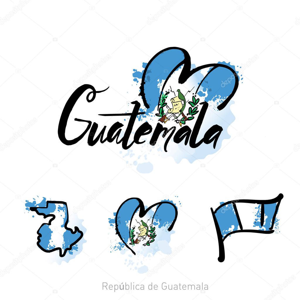 Welcome to guatemala guatemala city card and letter design in colorful rainbow color and typographic icon design.