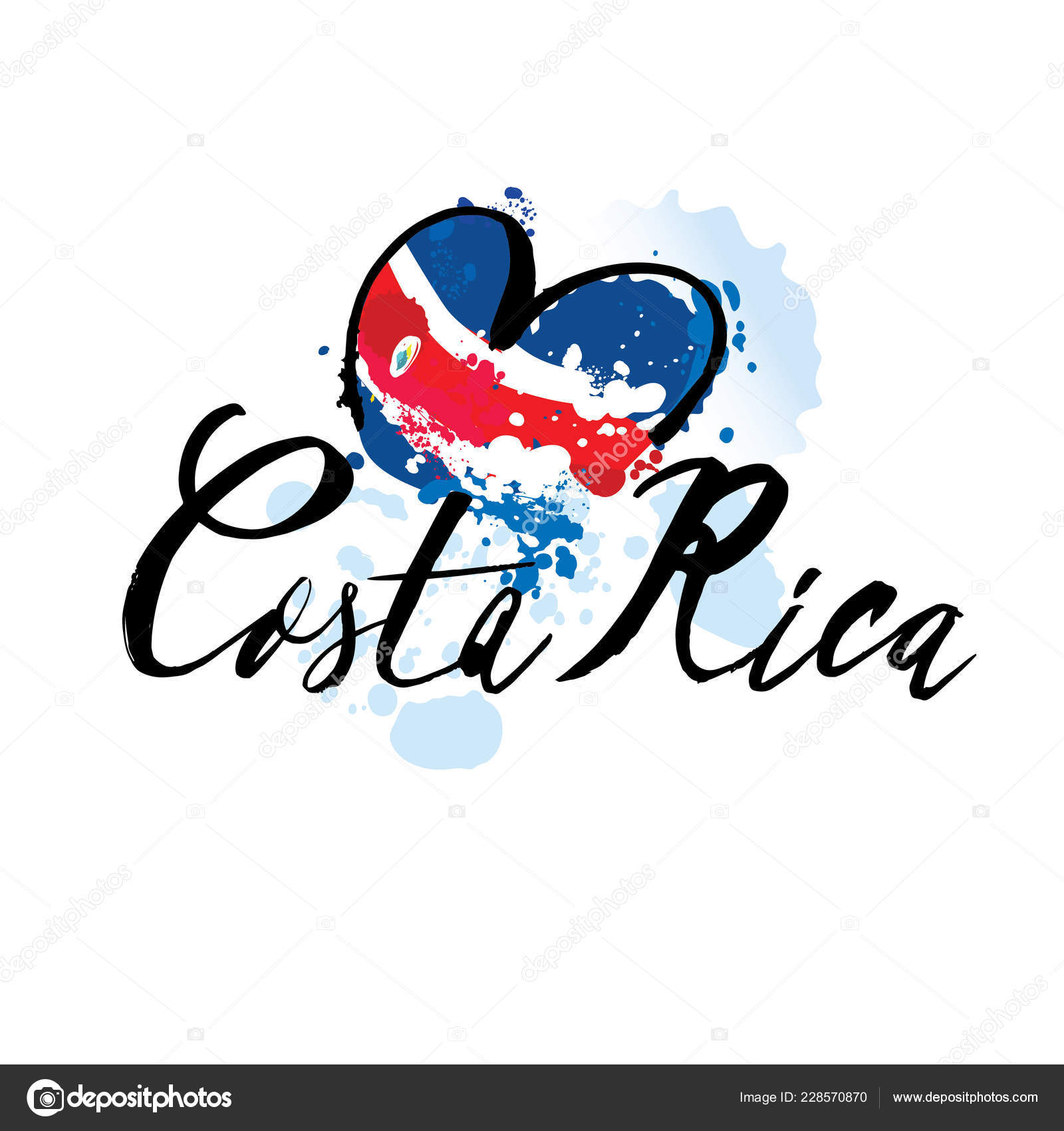 Lettering caligráfico escrito a mano cita Costa Rica con elementos ...