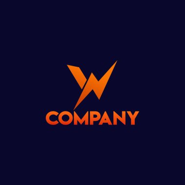 W harfi alfabetik logo kavramı Büyük Watt simgesi, yüksek volta