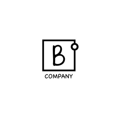 Harf B Alfabetik Logo Tasarım Şablonu, Çok Basit Logo Konsepti, Kara Kare Kutusu, İlk Logo
