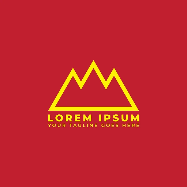 Plantilla Diseño Logotipo Aventura Aislada Sobre Fondo Rojo Silueta Montaña — Archivo Imágenes Vectoriales