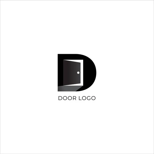 Черный Квадрат Дизайн Логотипа Двери Шаблона Силуэт Открытой Двери Дизайне — стоковый вектор