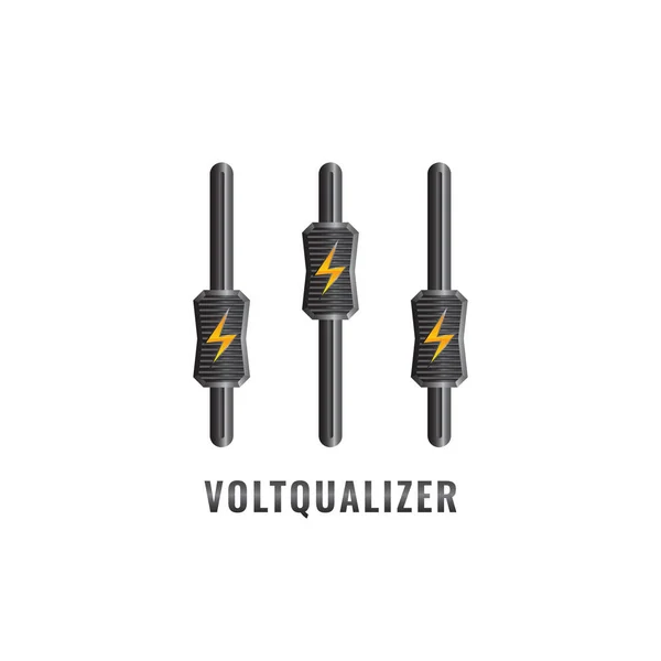 Voltqualizer 디자인 템플릿 Thunder 개념입니다 에너지 장치를 설명하라 배경에 고립됨 — 스톡 벡터