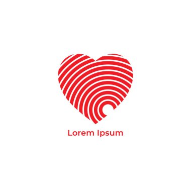 Kalp vektör illüstrasyonunun dibindeki titreşimler. Sinyal dalga tasarımı kavramına sahip aşk ikonu. Beyaz arkaplanda izole edilmiş piktogram logo tasarım şablonu