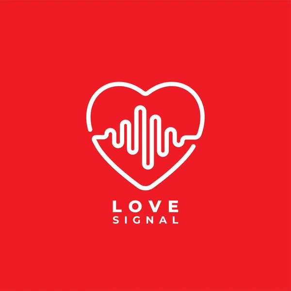 Love Signal Logo Design Template Heart Love Icon Pulse Signal — Stock Vector