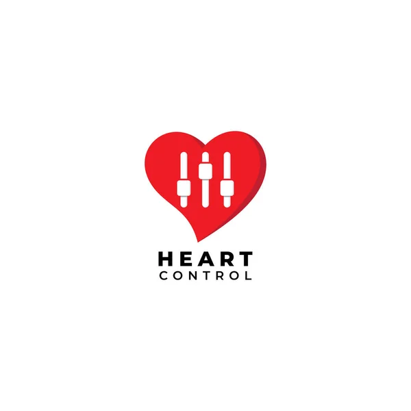 Heart Control Logo Design Template Isolated White Background Heart Love — Stock Vector