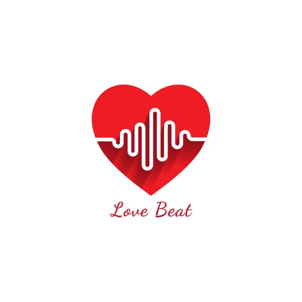 Love Beat Logo Design Template Heart Love Icon Pulse Signal — Stock Vector