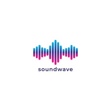 Renkli yuvarlak spektrum çubuk ses sinyali vektör çizimi. Logo tasarım şablonu. Beyaz arka planda izole edilmiş. Mavi morumsu morumsu renklendirme. 