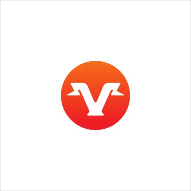 V harfi ilk logo dizayn şablonu. Thunder Shape Logo Konsepti ile alfabe. Kırmızı Turuncu Derecelendirme Renk Teması. Beyaz Arkaplanda İzole Edilmiş