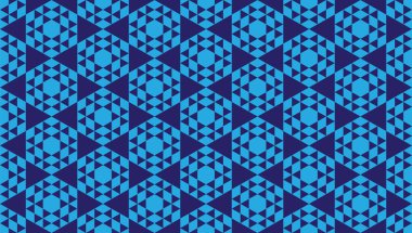 Soyut Geometrik Kusursuz Desen Tasarım Şablonu. Çokgen Üçgenler Süslemesi. Üçgen şekilli duvar kağıdı. Mavi Renk TemasıName.