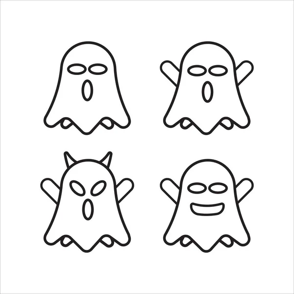 Uncolored Cute Ghost Emoticon Pack Vol Flat Character Expression Vector — Stock Vector
