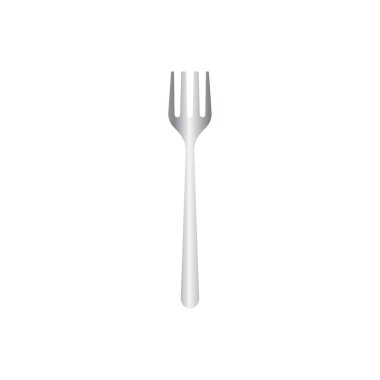 Metal çatal vektör çizimi beyaz arkaplanda. Gerçekçi 3D Mockup için uygun. Paslanmaz çelik çatal bıçak ya da sofra takımı. 30 / 35