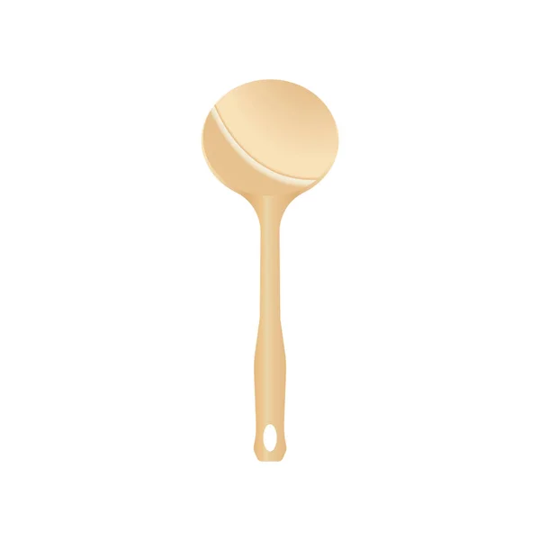 Wooden Ladle Vector Illustration Isoalted White Background Natural Wood Material — Stock Vector