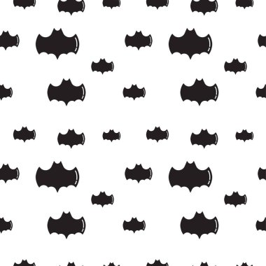 Beyaz arkaplanda siyah yarasa şekli vektör çizimi. Kusursuz desen tasarım şablonu. 