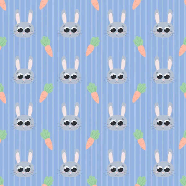 Słodki królik charakter i marchew bezszwowy wzór na baby shower, tkaniny lub kartkę z życzeniami — Wektor stockowy