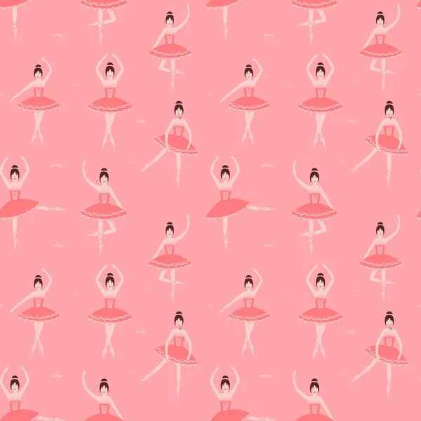 Pembe etekli şirin bir balerin, pembe arka planda farklı pozlar, dansçı süsü.