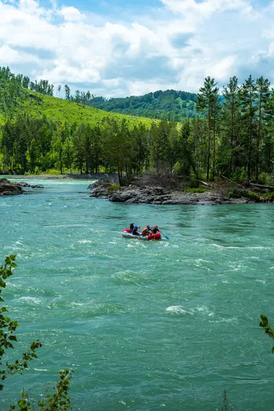 Rafting on the mountain river Katun, Altai Republic — Stock Photo, Image