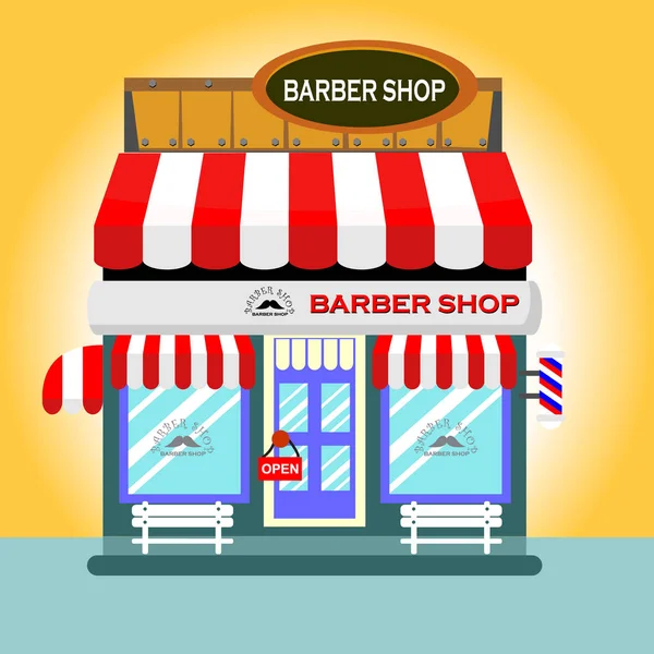 Barber Shop Urban Stores Set Isolate Orange Background — Stock Vector