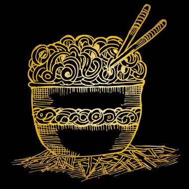 Endonezya batik süs ile erişte bir kase