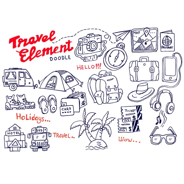 Travel Element Doodle Sketch — Stock Vector