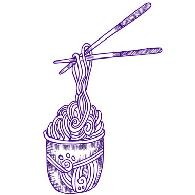 Çin tavuk erişte, doodle kroki