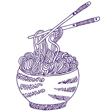 Çin tavuk erişte, doodle kroki