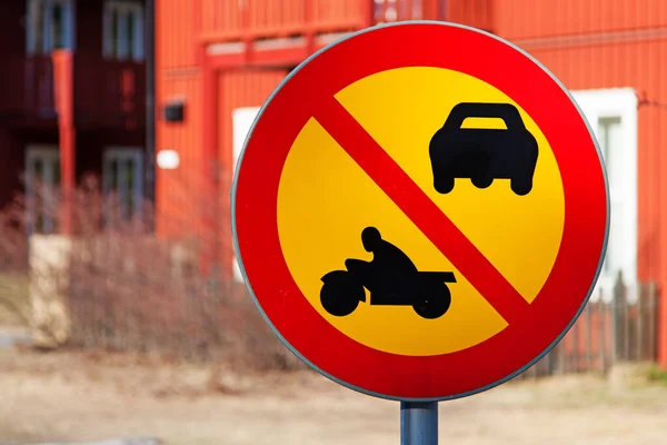 Een Verkeersbord Wat Betekent Dat Het Voor Motorvoertuigen Verboden Passeren — Stockfoto