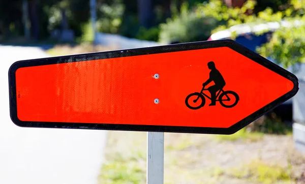 Señal Tráfico Que Significa Que Carril Bici Movido Temporalmente — Foto de Stock