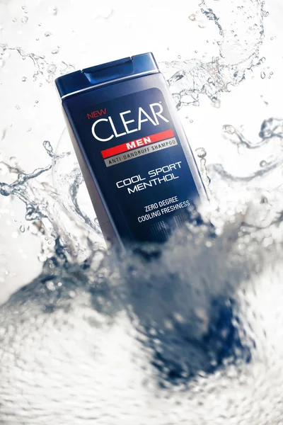 A Clear mens shampoo deep in water