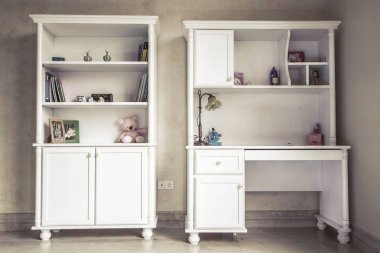 Two beautiful white cabinets home