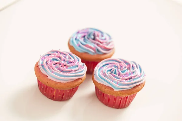 Cupcakes Decorados Com Creme Açúcar — Fotografia de Stock