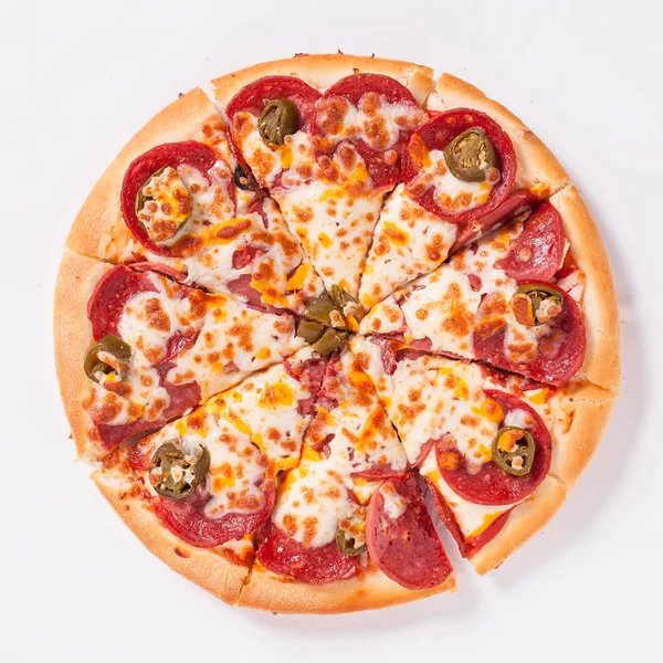 Üstten bakınca çok lezzetli pizza.