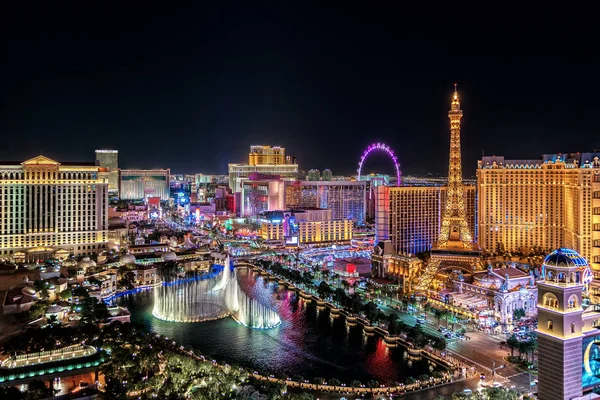 Vista Aérea Las Vegas Strip Noite Nevada — Fotografia de Stock