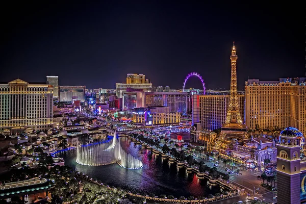 Vue Aérienne Strip Las Vegas Nuit Dans Nevada — Photo