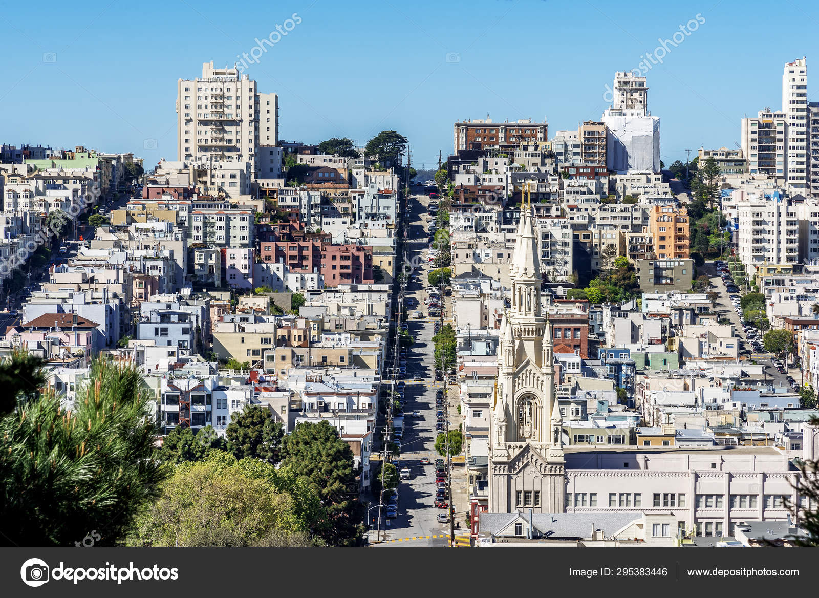 Aerial View Skyline Nob Hill Tenderloin Downtown Areas San Francisco