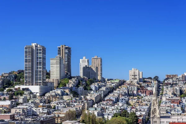 Vista Aérea Skyline Nob Hill Tenderloin Áreas Centro São Francisco — Fotografia de Stock