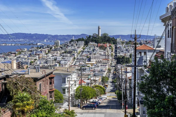 Coit Tower Saints Peter Paul Church Photographed Residential Area Russian — Stock Photo, Image