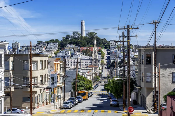 Coit Tower Saints Peter Paul Church Photographed Residential Area Russian — Stock Photo, Image