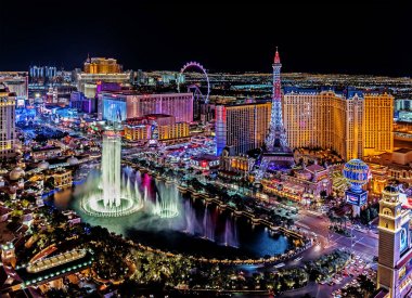 Las Vegas Nevada 2018 03 13 Las Vegas Strip panoramik havadan görünümü.
