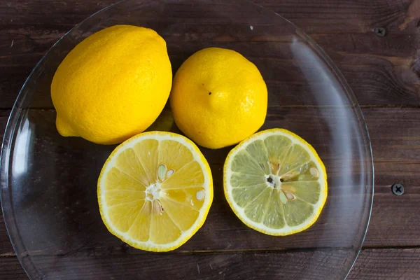 Lemon Slices Dark Wooden Background — Stock Photo, Image