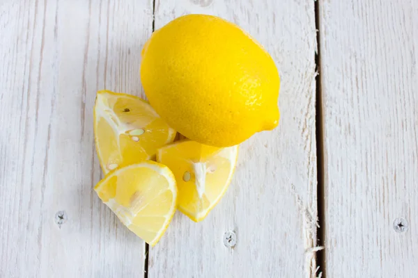 Lemon White Wooden Background — Stock Photo, Image