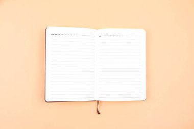 Hassas pembe arka plan üzerinde notebook, bissnes consept