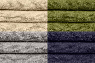 Sonbahar Kış 2019 Klasik Renkler. Vanilyalı krema. Akşam Mavisi. Paloma. Guacamole. Sıcak bir ev ve moda renkleri konsepti. Yatay