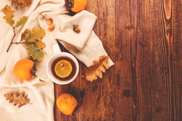 Hojas Otoño Frutas Bayas Sobre Fondo Blanco Hola Otoño Diseño — Foto de Stock