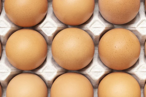 Close Chicken Eggs Gray Paper Tray — Stock Photo, Image