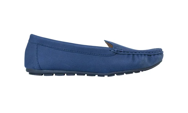 Mavi Makosen Ayakkabı Yan Görünüm Izole Beyaz Arka Plan Üzerinde — Stok fotoğraf