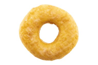 Beyaz arka plan üzerinde izole sırlı şeker donut üstten görünüm