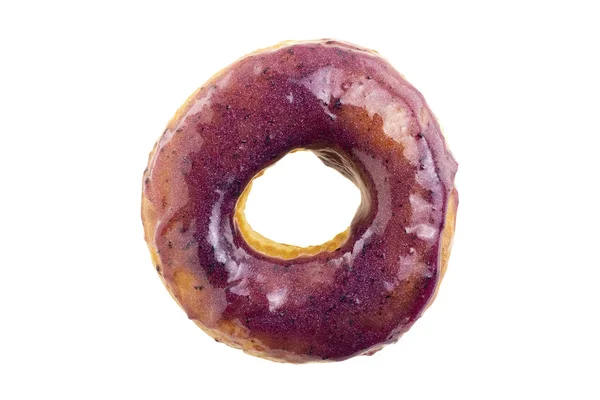 Ovanifrån Blåbär Sylt Donut Isolerad Vit Bakgrund — Stockfoto
