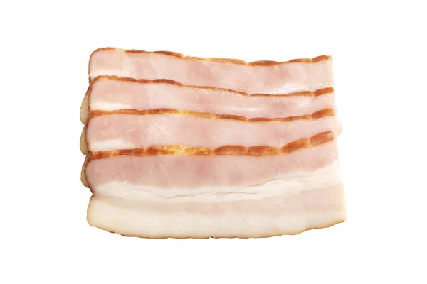 Rökt Bacon Skivor Isolerad Vit Bakgrund — Stockfoto